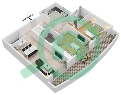 One 678 Residences - 2 卧室公寓单位03戶型图