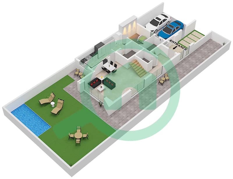 Paradise Hills - 3 Bedroom Townhouse Type/unit A4 / UNIT END Floor plan Type A4 Unit End Floor Ground interactive3D