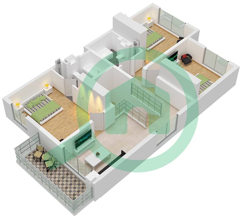 Paradise Hills - 3 Bedroom Townhouse Type/unit A4 / UNIT END Floor plan Type A4 Unit End Floor First interactive3D