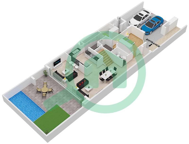 Type A4 Unit Middle Floor Ground Paradise Hills - 4 Bedroom Townhouse Type A4 / UNIT MIDDLE Floor plan Type A4 Unit Middle Floor Ground interactive3D