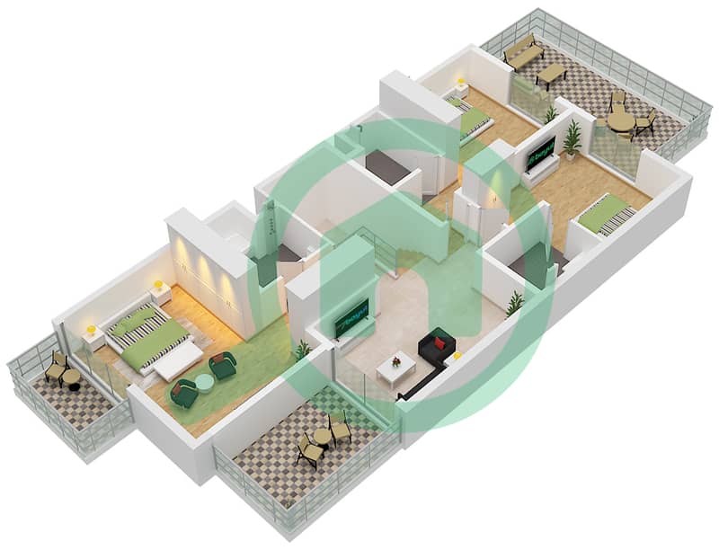 Type A4 Unit Middle Floor First Paradise Hills - 4 Bedroom Townhouse Type A4 / UNIT MIDDLE Floor plan Type A4 Unit Middle Floor First interactive3D