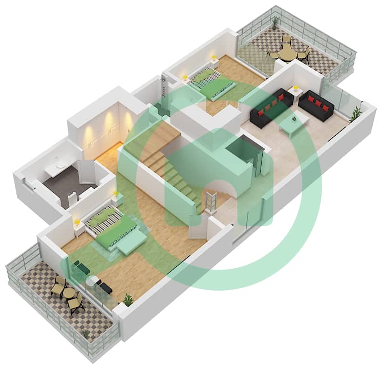 Paradise Hills - 4 Bedroom Villa Type/unit A1 / UNIT END Floor plan Type A1 Unit End Floor First interactive3D