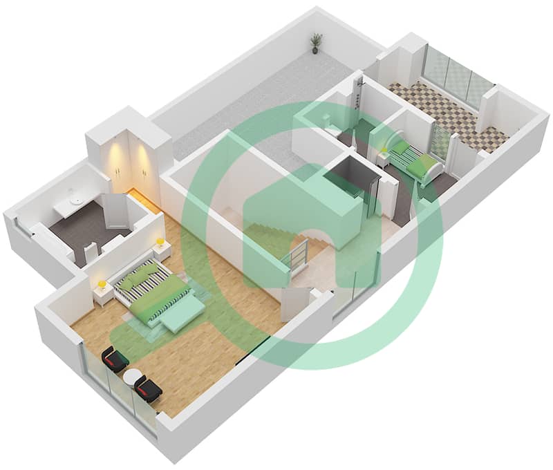 Paradise Hills - 4 Bedroom Villa Type/unit A1 / UNIT END Floor plan Type A1 Unit End Floor Second interactive3D