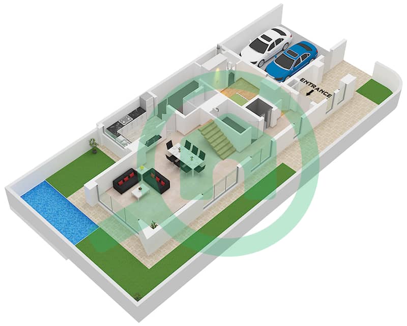 Paradise Hills - 4 Bedroom Villa Type/unit A1 / UNIT END Floor plan Type A1 Unit End Floor Ground interactive3D