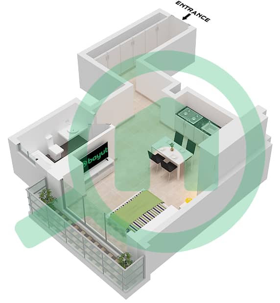 Marina Star - Studio Apartment Type D Floor plan Type D Floor 2,3,5-8,10-19 interactive3D