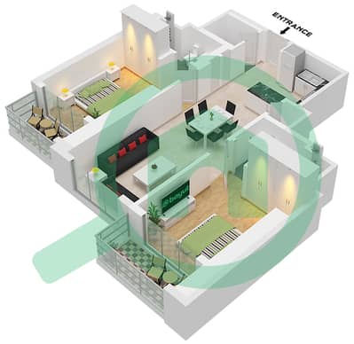 河畔新月 310 号 - 2 卧室公寓类型／单位A / UNIT 02戶型图