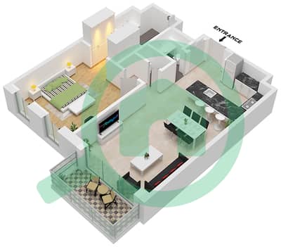Sama Yas - 1 Bedroom Apartment Type A Floor plan
