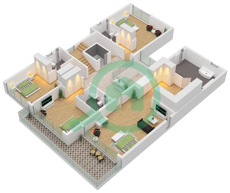 Farm Gardens 2 - 5 Bedroom Villa Type HORIZON-MIRROR Floor plan Type Horizon-Mirror Floor First interactive3D
