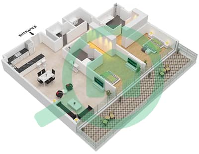 Serenia Living Tower 1 - 2 Bedroom Apartment Type 2-A Floor plan
