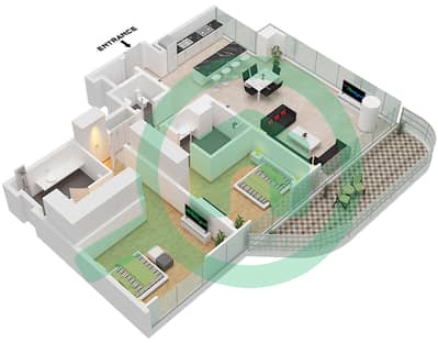 Serenia Living Tower 1 - 2 Bedroom Apartment Type 1-B Floor plan