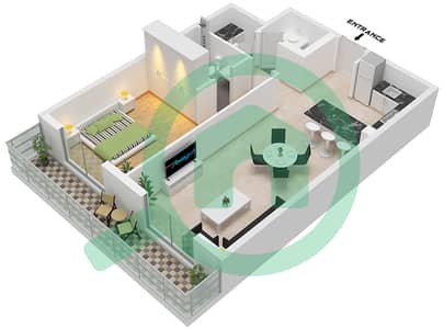 Зен Гарденс - Апартамент 1 Спальня планировка Единица измерения 11 FLOOR 2-5