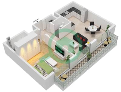 Зен Гарденс - Апартамент 1 Спальня планировка Единица измерения 2 FLOOR 2-5
