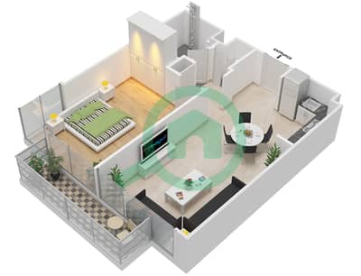 Azizi Riviera 5 - 1 Bedroom Apartment Type 2 FLOOR 2-9 Floor plan
