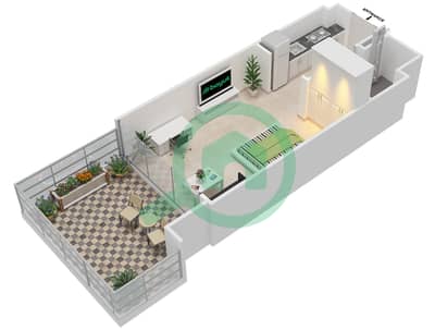 Азизи Ривьера 5 - Апартамент Студия планировка Тип 1 FLOOR 1