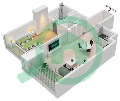 المخططات الطابقية لتصميم النموذج C1 شقة 1 غرفة نوم - بنينسولا فايف