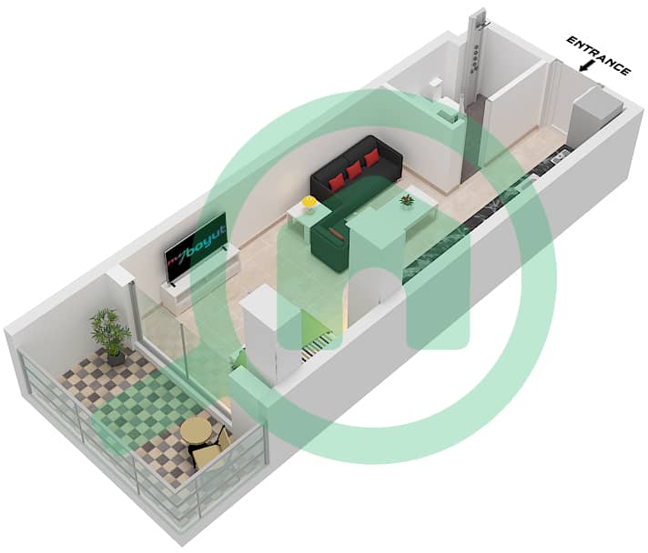 Rise Residences - Studio Apartment Unit 6 FLOOR 2,9 Floor plan Unit 6 Floor 2,9 interactive3D