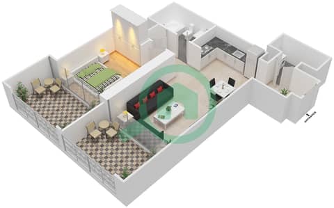 المخططات الطابقية لتصميم الوحدة 7 FLOOR 34-50 شقة 1 غرفة نوم - فيدا زعبيل