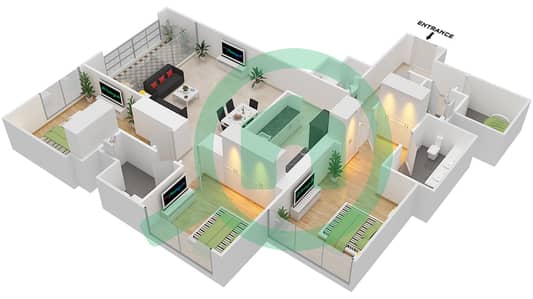 Vida Za'abeel - 3 Bedroom Apartment Unit 7 FLOOR 52-69 Floor plan