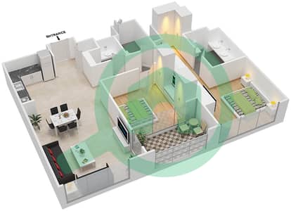 Vida Za'abeel - 2 Bedroom Apartment Unit 8 FLOOR 52-69 Floor plan