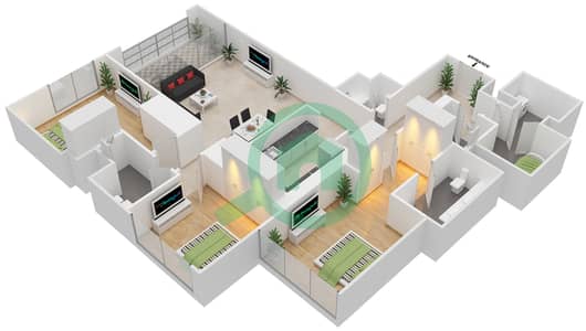 Vida Za'abeel - 3 Bedroom Apartment Unit 8 FLOOR 34-50 Floor plan