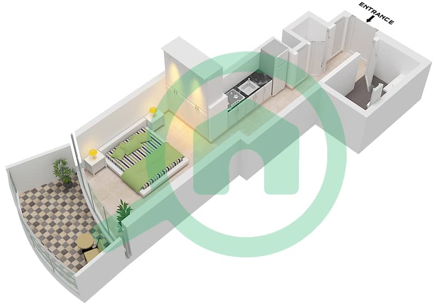 Canal Crown - Studio Apartment Type 2 Floor plan Type 2 Floor 5 interactive3D