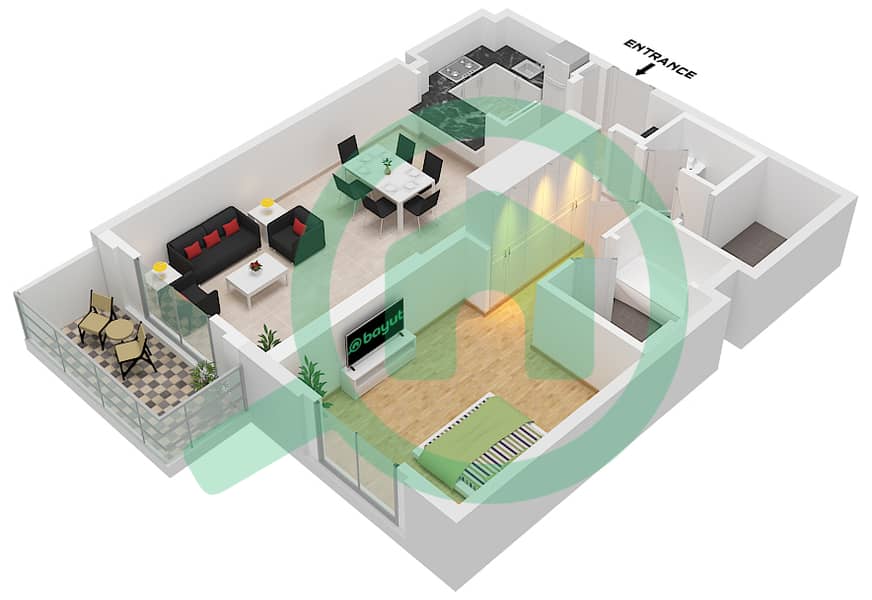 Muhaisnah 1 - 1 Bedroom Apartment Unit 4 FLOOR 4 Floor plan Unit 4 Floor 4 interactive3D