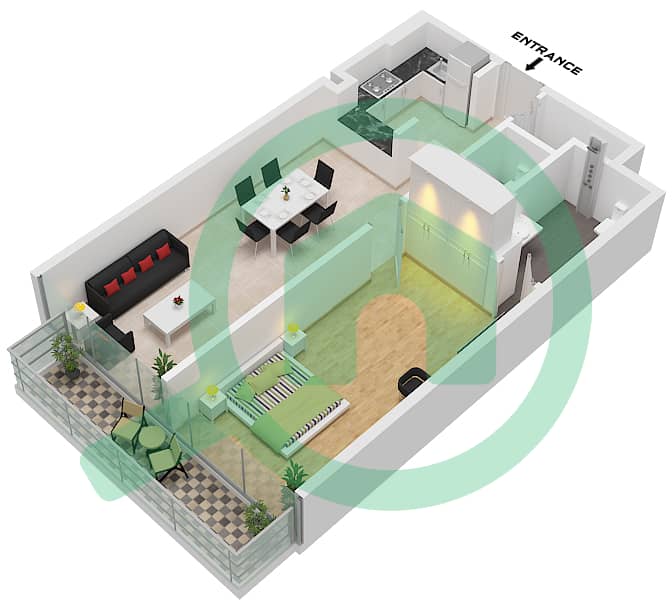 Unit 3 Floor 1-3 La Residence - 1 Bedroom Apartment Unit 3 FLOOR 1-3 Floor plan Unit 3 Floor 1-3 interactive3D