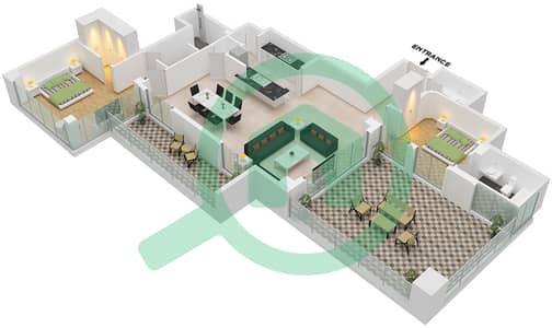 欧若拉大厦 - 2 卧室公寓类型A戶型图