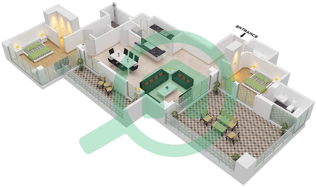 Aurora - 2 Bedroom Apartment Type A Floor plan Type A interactive3D