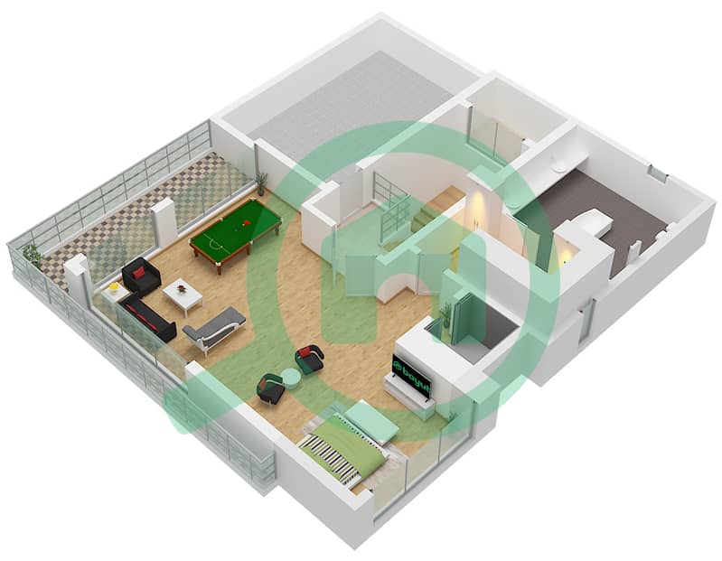 Type A2 Floor Second Paradise Hills - Grundriss für 5 Schlafzimmer Villa Typ A2 Type A2 Floor Second interactive3D