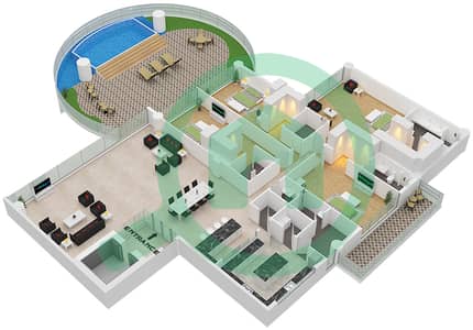 المخططات الطابقية لتصميم النموذج 3B شقة 4 غرف نوم - كافالي كوتور