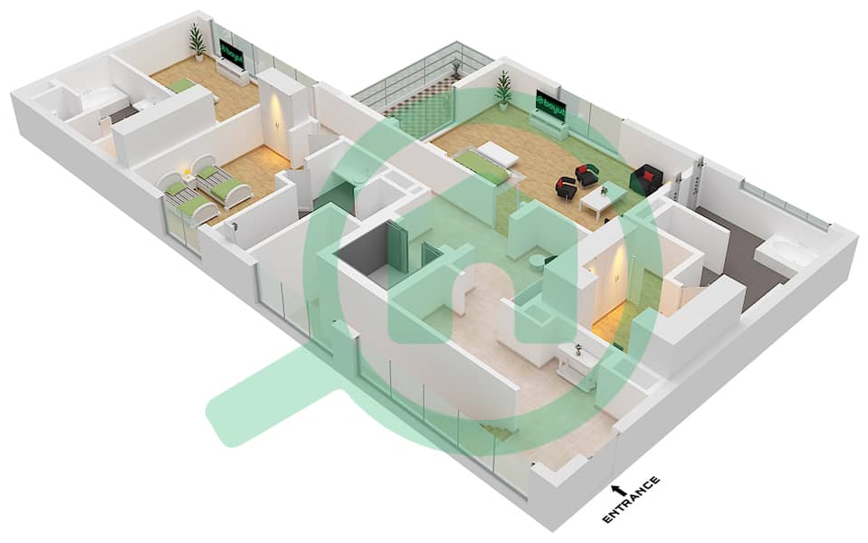 诺布公寓 - 4 卧室别墅类型A戶型图 Type A Floor First interactive3D