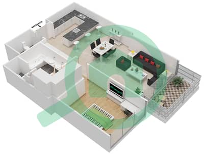 المخططات الطابقية لتصميم الوحدة 12 شقة 1 غرفة نوم - كيمبينسكي ريزيدينس