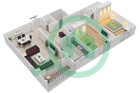 Аль Нада Тауэр - Апартамент 2 Cпальни планировка Единица измерения 5A