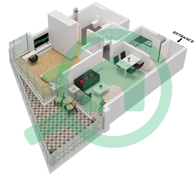 The Address Residences Dubai Opera Tower 2 - 1 Bedroom Apartment Unit 6 FLOOR 2 Floor plan Unit 6 Floor 2 interactive3D