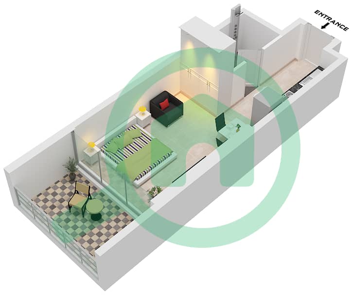 多瑙河2号大厦伊利茨2号 - 单身公寓单位2,3 FLOOR 2-35戶型图 Unit 2,3,8-11 Floor 2-35 interactive3D