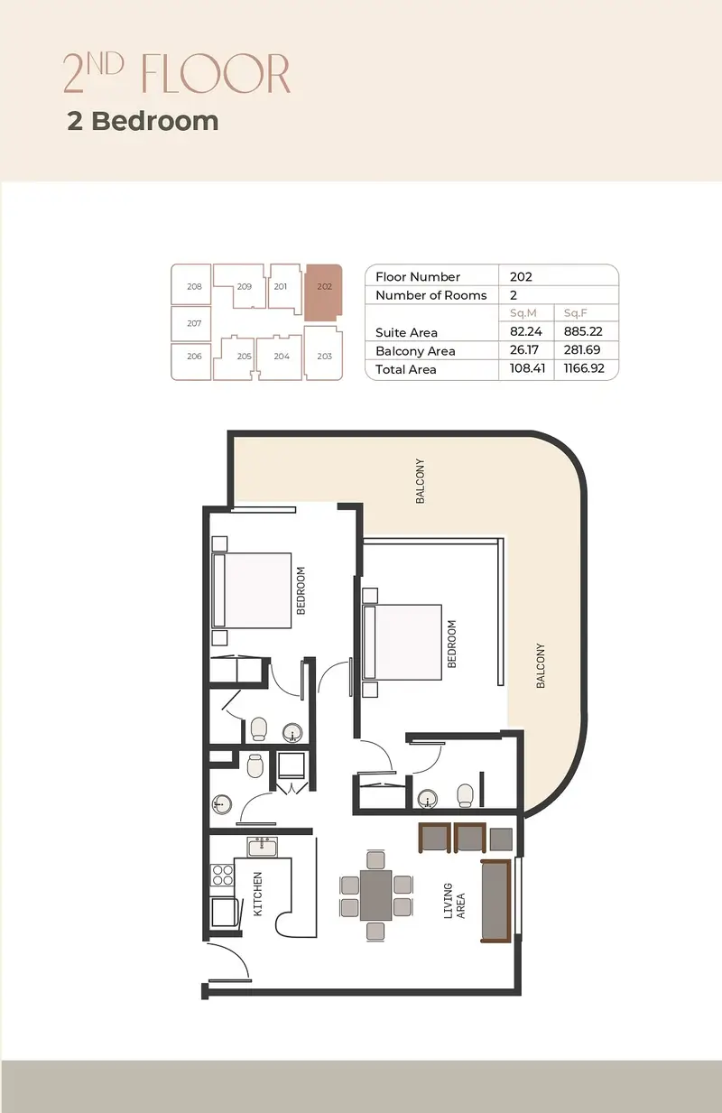 2 BR floor plan