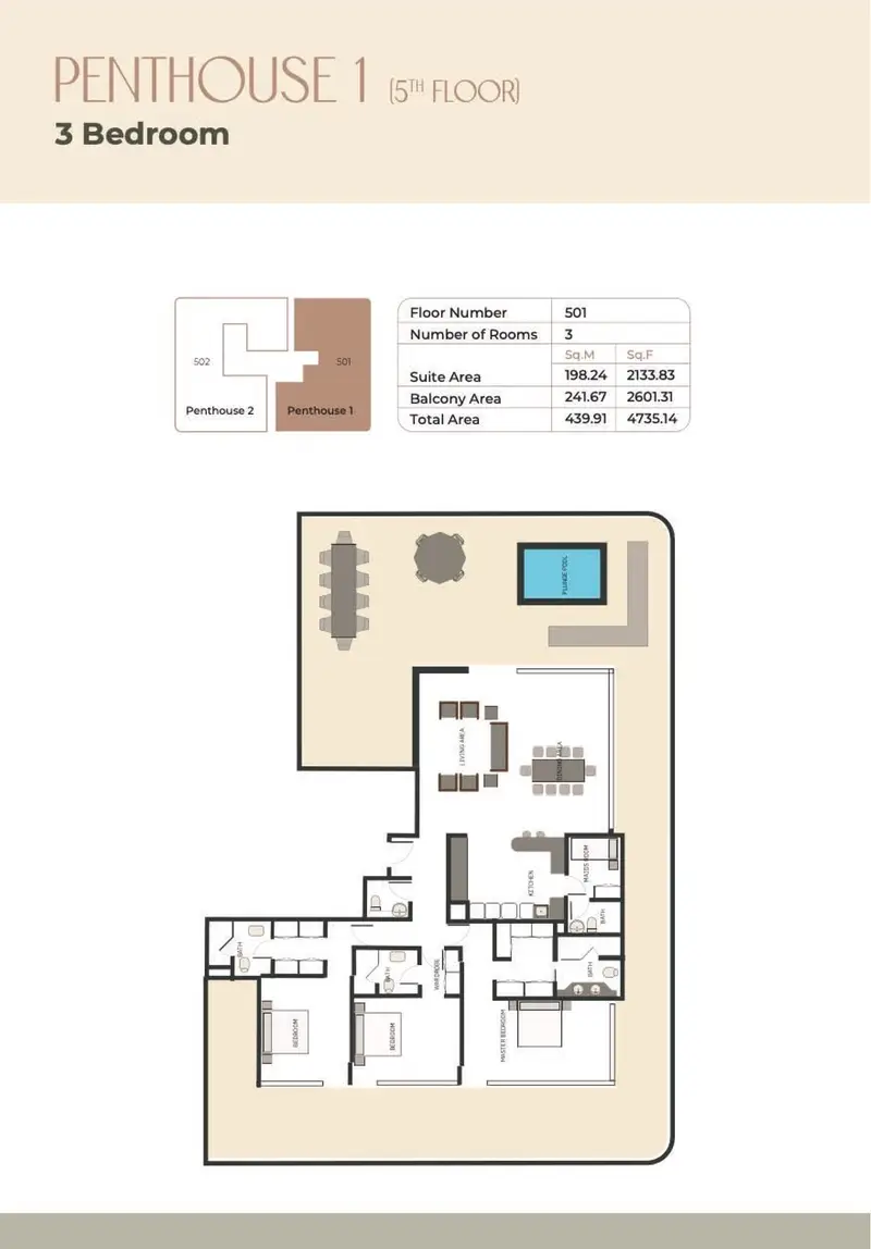 3 BR floor plan