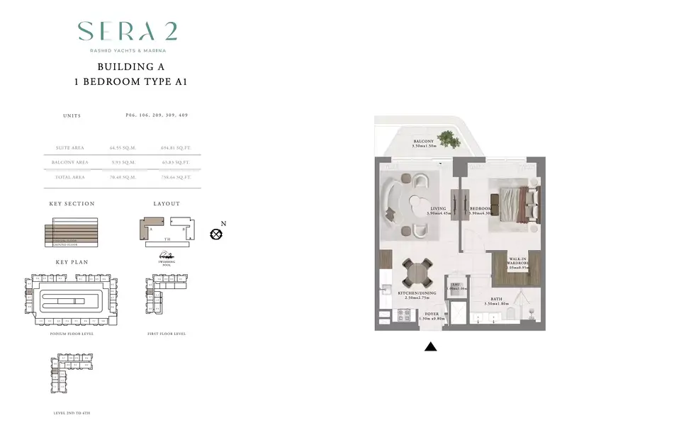 1 BR floor plan