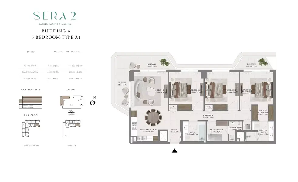 3 BR floor plan