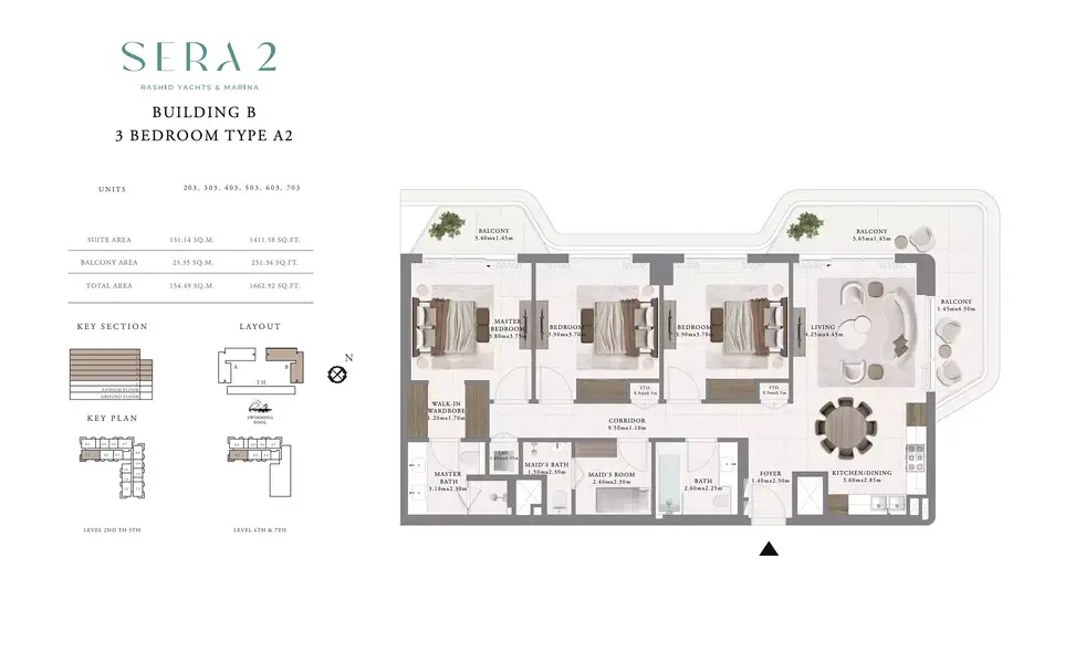 3 BR floor plan