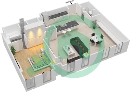 المخططات الطابقية لتصميم النموذج 1B شقة 1 غرفة نوم - لايمستون هاوس