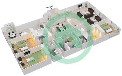 المخططات الطابقية لتصميم النموذج 3Q شقة 3 غرف نوم - لايمستون هاوس