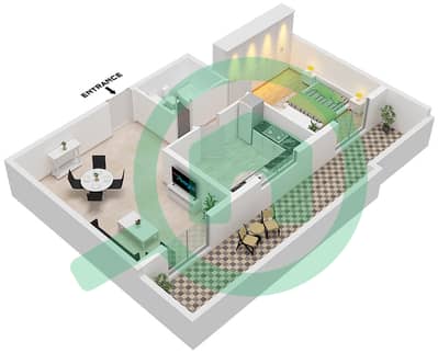 钻石景观II号大楼 - 1 卧室公寓类型C戶型图