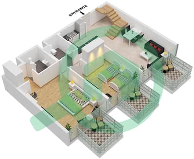 Samia Azizi - 2 Bedroom Apartment Type B Floor plan