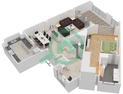 Attareen - 1 Bedroom Apartment Unit 6205 Floor plan