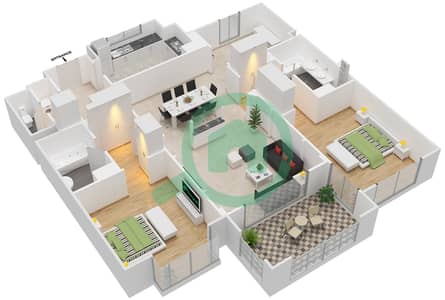 Attareen - 2 Bedroom Apartment Unit 6207 Floor plan