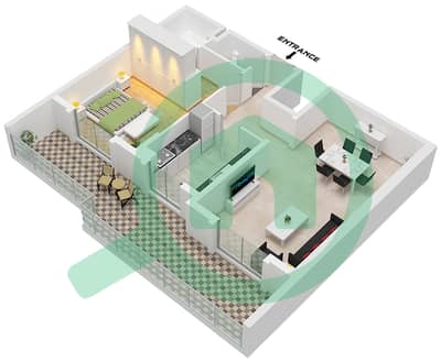 阿尔马苏米大楼 - 1 卧室公寓单位6 FLOOR 4戶型图