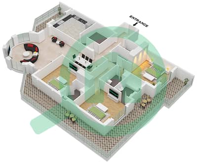 阿尔马苏米大楼 - 3 卧室公寓单位5 FLOOR 4戶型图
