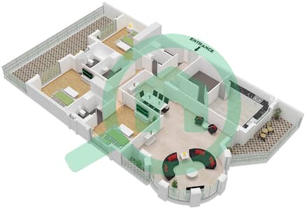阿尔马苏米大楼 - 3 卧室公寓单位10 FLOOR 1戶型图